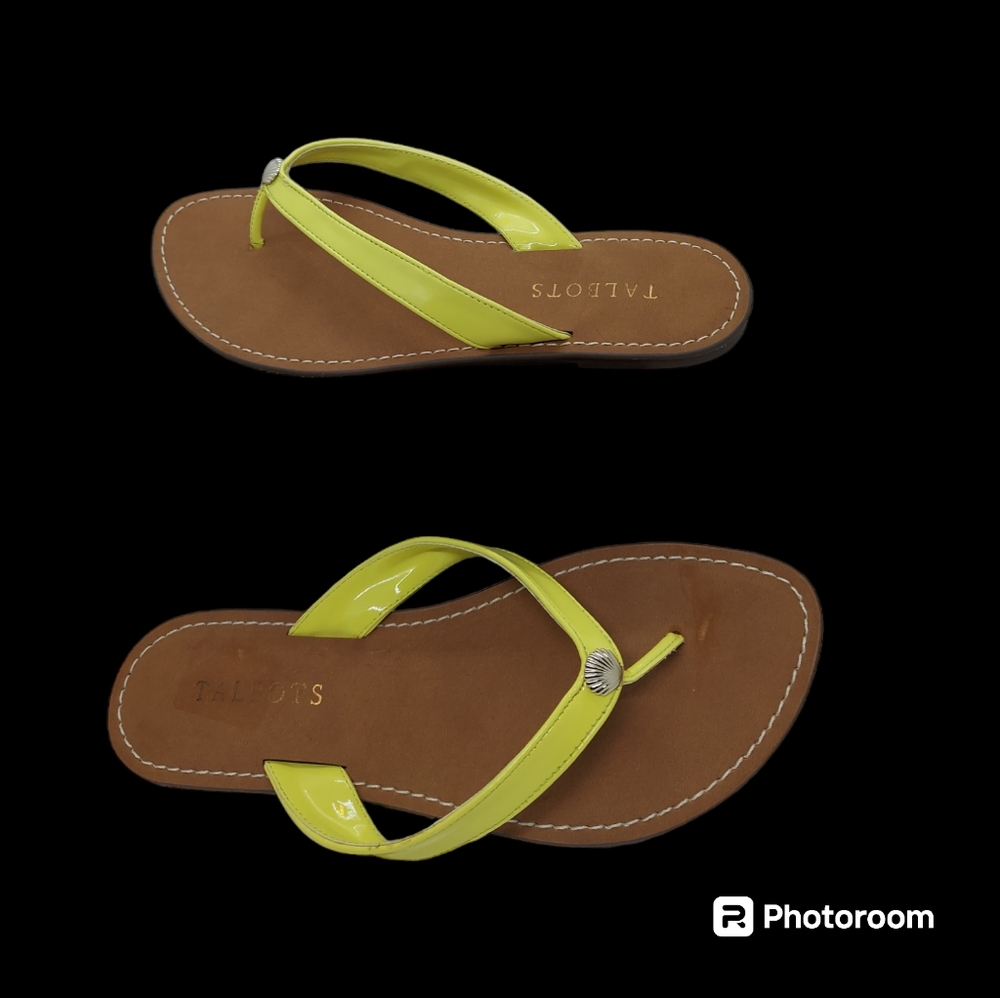 Talbots Mari Yellow Patent Thong Sandals Women's Size 8 - Picture 3 of 7